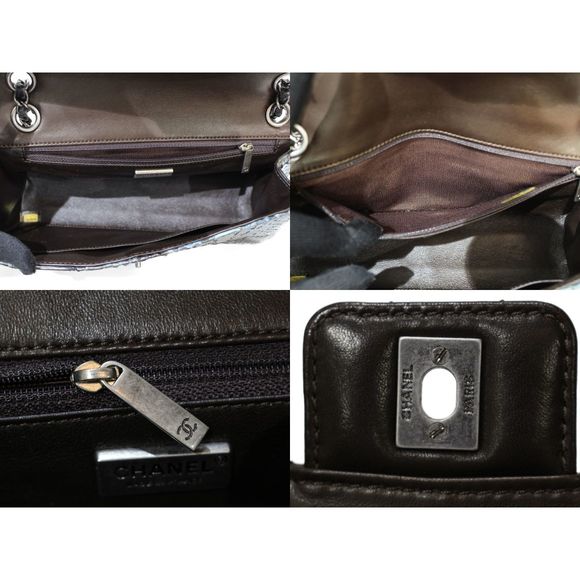 Chanel Python Chain Shoulder Bag Black Blue - Picture 6 of 6